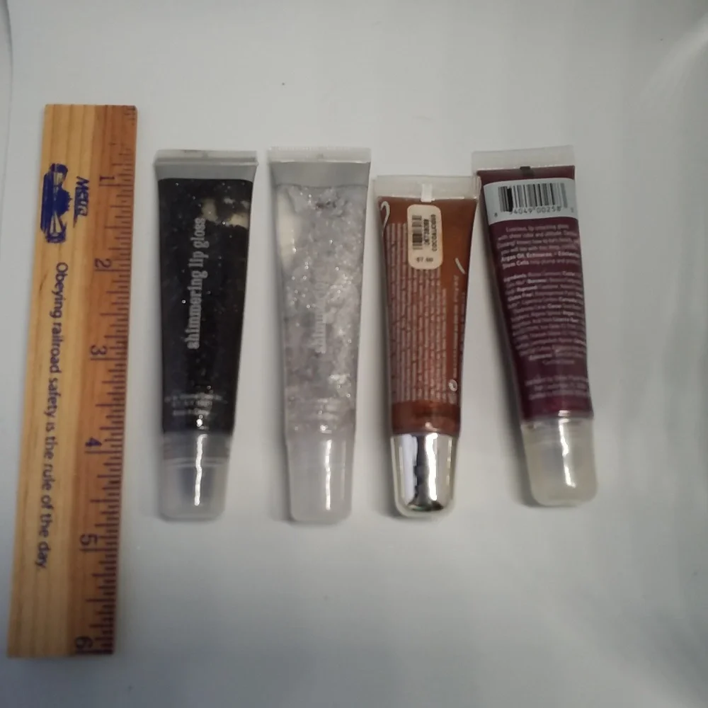 LIP GLOSS BUNDLE OF 4 GLITTER Black Silver Berry Bronze